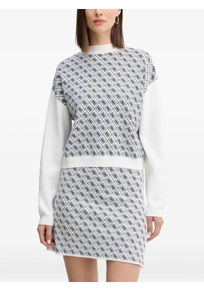 GUESS USA patterned long-sleeve sweater - White