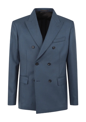 Incotex double-breasted wool blazer - Blue