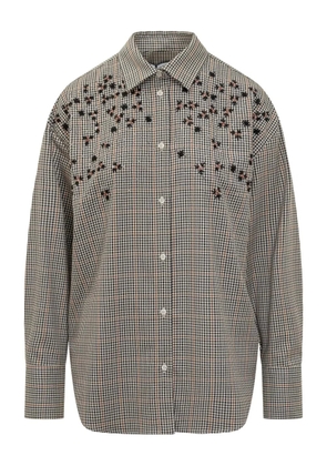 MSGM embroidered check shirt - Neutrals