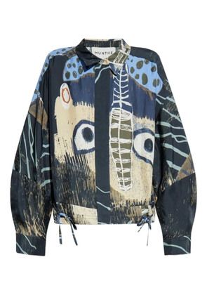 MUNTHE Loasta abstract-print drawstring top - Black