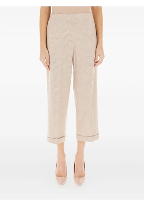 Liviana Conti herringbone cuffed trousers - Neutrals