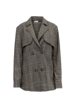 Self-Portrait plaid double-breasted blazer - Grey