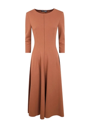 DRHOPE three-quarter sleeve flared dress - Brown