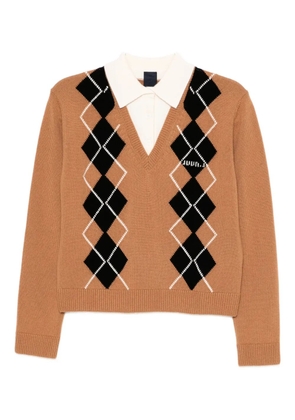 Juun.J layered polo top - Brown