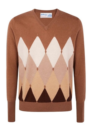 Ballantyne diamond-pattern V-neck sweater - Brown