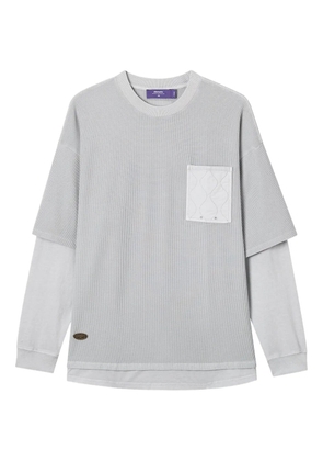 aftermaths quilted-pocket long-sleeves T-shirt - Grey