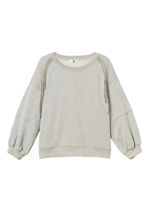 TWINSET rhinestone-chain cotton sweatshirt - Grey