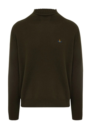 Vivienne Westwood mock-neck orb-embroidered wool sweater - Brown