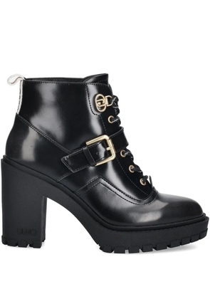 LIU JO 100mm leather ankle boots - Black