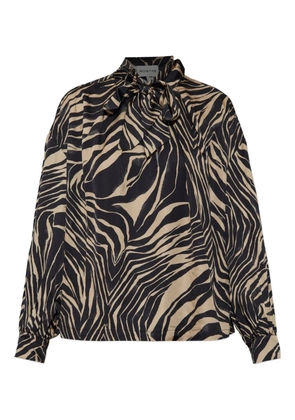 MUNTHE zebra-print tie-neck blouse - Brown