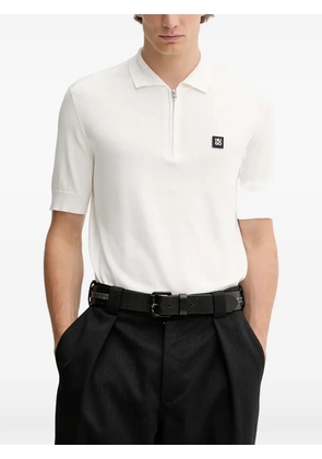 HUGO half-zip logo-patch polo shirt - White