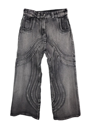 NO/FAITH STUDIOS wave-pattern faded-wash jeans - Grey