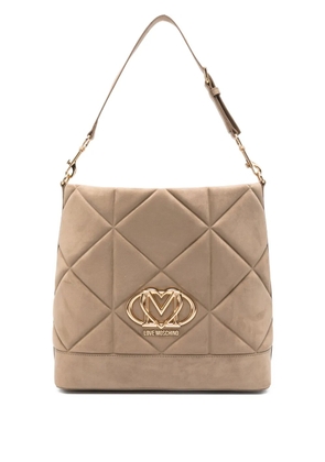 Love Moschino quilted logo-plaque tote bag - Brown