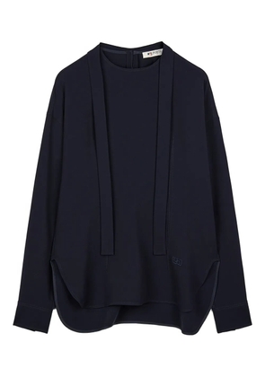 Ports 1961 tie-neck curved-hem blouse - Blue