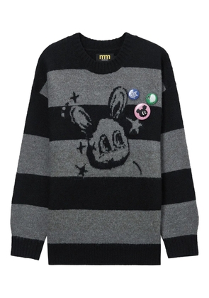 Mini Cream striped graphic-design sweater - Black