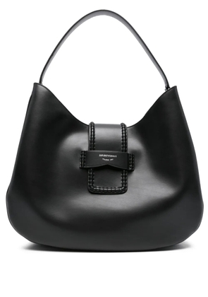 Emporio Armani braided-detail leather shoulder bag - Black