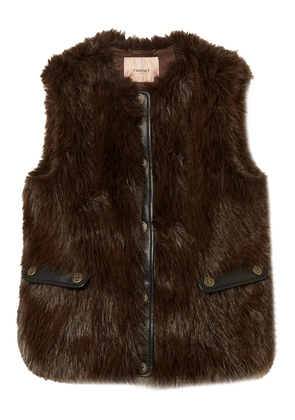 TWINSET faux-fur buttoned gilet - Brown