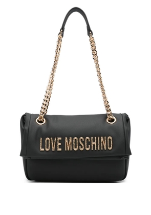 Love Moschino logo-lettering strap shoulder bag - Black