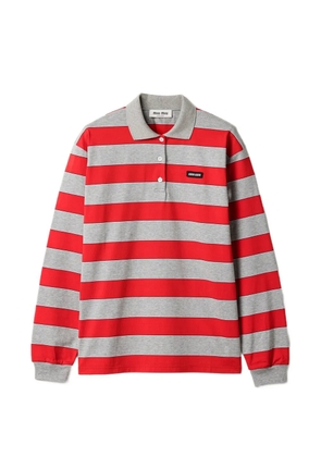 Miu Miu striped long-sleeve polo shirt - Red