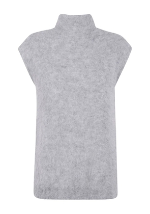 Antonelli high-neck alpaca top - Grey