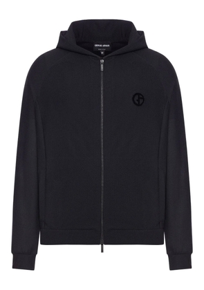 Giorgio Armani textured zip-up hooded jacket - Black