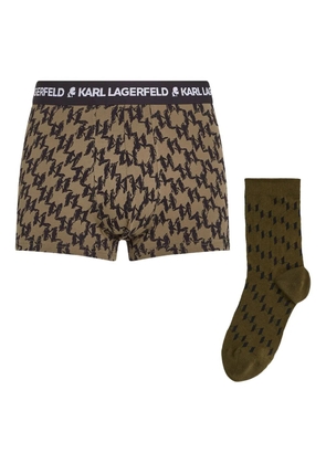 Karl Lagerfeld monogram-print boxer and socks set - Green