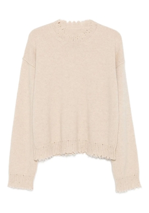 Uma Wang frayed-hem cashmere sweater - Neutrals