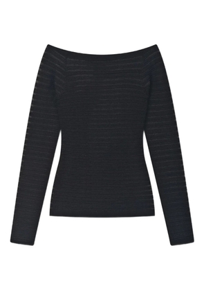 AERON shiny textured-knit top - Black
