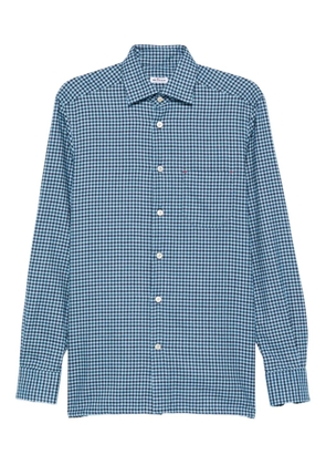 Kiton long-sleeve checked shirt - Blue