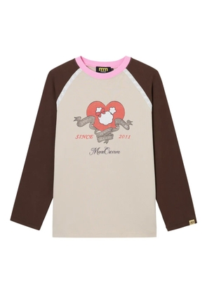 Mini Cream long-sleeve graphic-design T-shirt - Neutrals