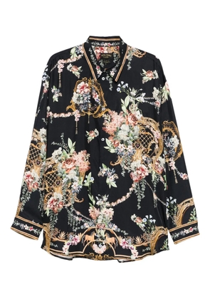 Camilla baroque-print buttoned shirt - Black