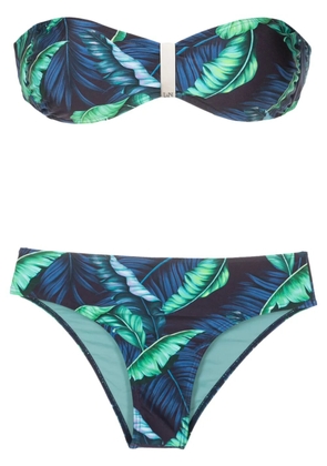 Lygia & Nanny Ester leaf-print bikini - Blue