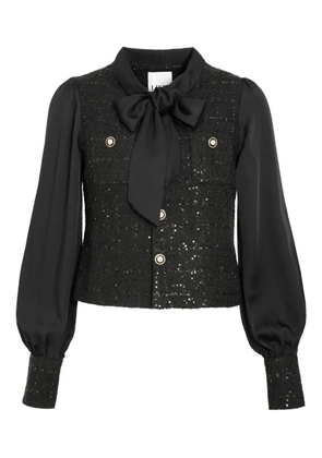 WEILL PARIS pussy bow tweed shirt - Black