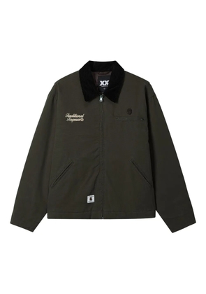 FINGERCROXX corduroy-collar zip-up jacket - Green