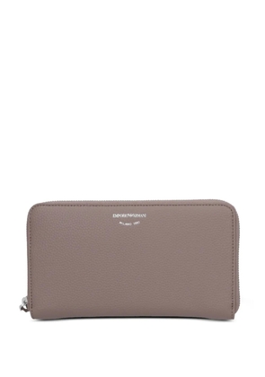 Emporio Armani logo-lettering zip-fastening wallet - Neutrals