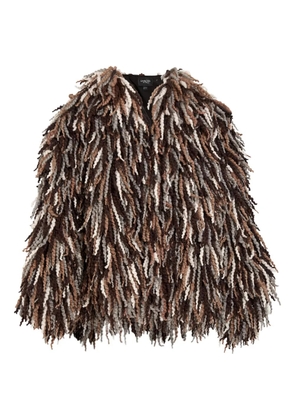 Giambattista Valli rovings-fringe coat - Brown