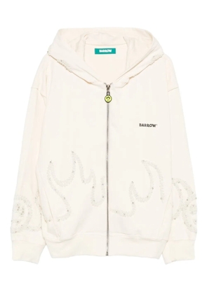 BARROW embellished zip-up hoodie - White
