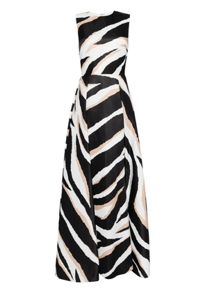 Elie Saab zebra-print silk gown - Black
