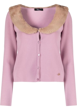 Blumarine faux-shearling cardigan - Pink