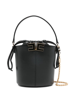 Elisabetta Franchi logo-plaque drawstring mini bucket bag - Black
