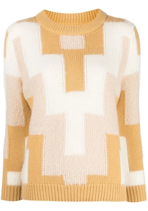 Onefifteen geometric-panelled knit sweater - Yellow