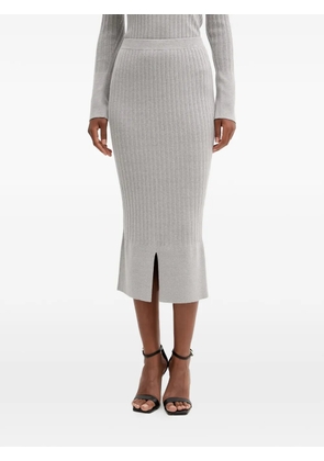 TWINSET ribbed front-slit midi skirt - Grey