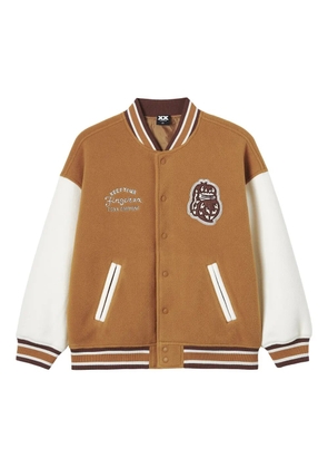 FINGERCROXX appliqué striped jacket - Brown