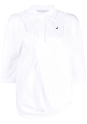 pushBUTTON layered half-sleeve shirt - White