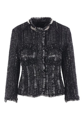 Simone Rocha pearl-chain tweed jacket - Black