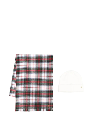 Lauren Ralph Lauren tartan scarf and hat set - White