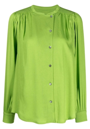 Yves Salomon gathered-detail off-centre blouse - Green