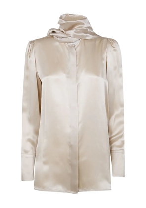 Liviana Conti Edna tie-neck long-sleeve shirt - Neutrals
