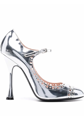 Giambattista Valli punched hole heeled pumps - Silver