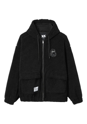 FINGERCROXX embroidered fleece hooded jacket - Black